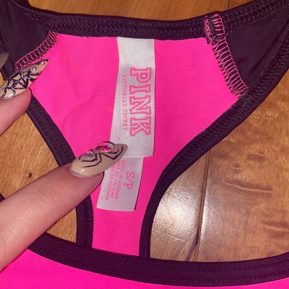 NWOT - VICTORIAS SECRET PINK NEON SPORT BRA -SMALL - Picture 2 of 4
